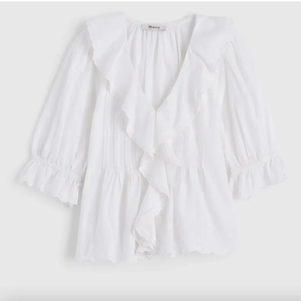 The Blair Top White embroidered cotton blouse with eyelet - Picture 4 of 5